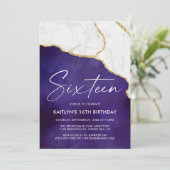 Stylish Agate & Marble 16th Birthday Kaart (Staand voorkant)