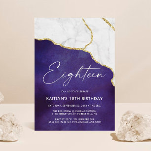 Stylish Agate & Marble 18th Birthday Kaart