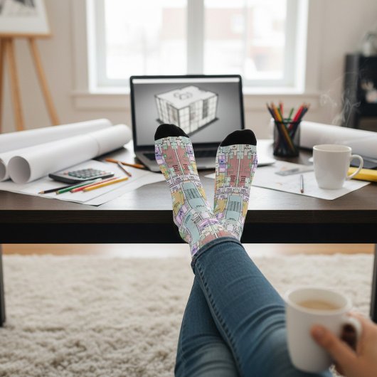 Stylish Architectural Blueprint Socks Sokken