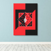 Stylish Art déco Music Notes Red White (Insitu (Plancher de Bois))