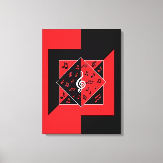 Stylish Art déco Music Notes Red White (Recto)