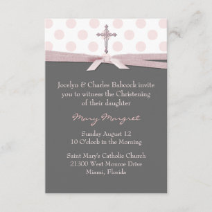 Stylish Baby Girl Christening Invitation Kaart