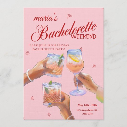 Stylish Bachelorette Weekend Invitation for Bride (Devant)