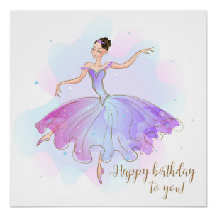Stylish Ballerina Birthday Wishes   Geboortedag Perfect Poster
