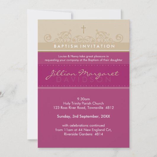 STYLISH BAPTISM INVITATIONS :: élégant 4P (Devant)