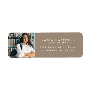 Stylish Beige Adres voor teruggave Afstuderen fo Etiket