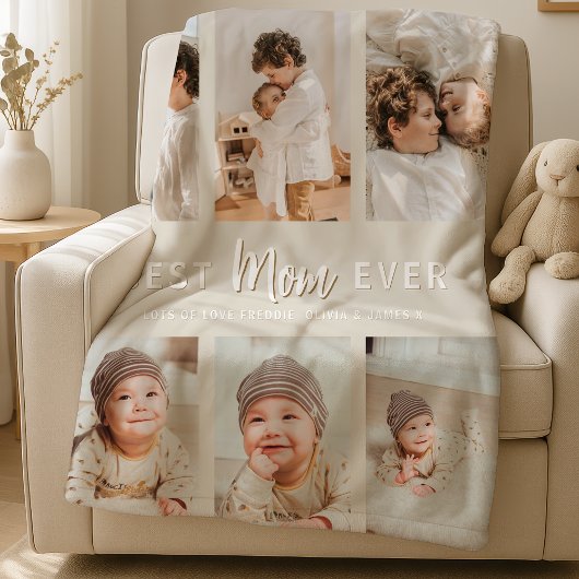 Stylish Best Mom Ever 6 Photo Fleece Deken