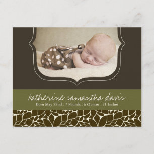 Stylish Birth Announcement Foto Card Aankondiging