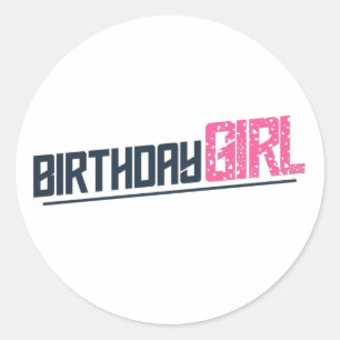 Stylish Birthday Girl Ronde Sticker