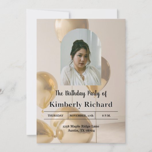 Stylish Birthday Invitation | Simple Custom Card (Devant)