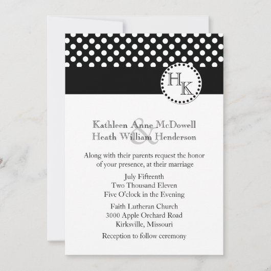 Stylish Black and White Monogram Wedding Kaart (Voorkant)