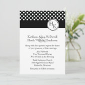 Stylish Black and White Monogram Wedding Kaart (Staand voorkant)