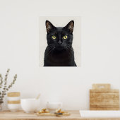 Stylish Black Cat Illustration Poster (Keuken)