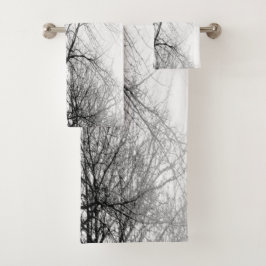 STYLISH BLACK EN WITTE BOMEN FOTOGRAAF BAD HANDDOEK