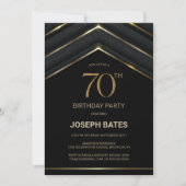 Stylish Black Gold 70th Birthday Party Kaart (Voorkant)