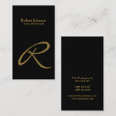 Stylish Black Gold Monogram Visitekaartje (Voorkant / Achterkant)