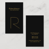 Stylish Black Gold Monogram Visitekaartje (Voorkant / Achterkant)