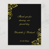 Stylish Black Gold Swirl Wedding Menu (Achterkant)