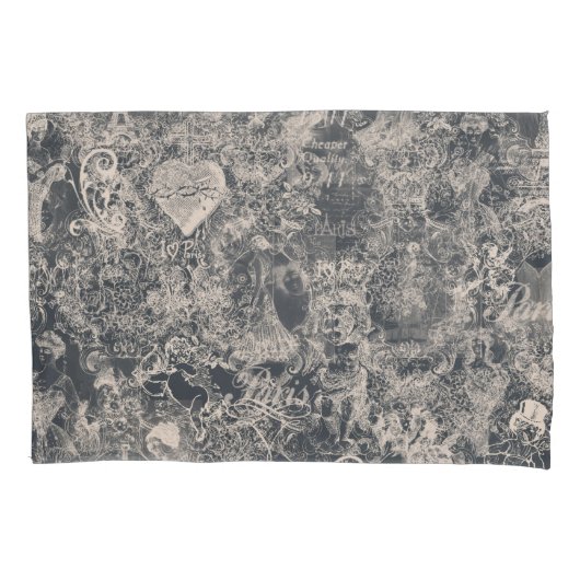 Stylish Black Paris Toile Design Kussensloop (Voorkant)