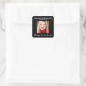 Stylish Black Photo Funeral Square Sticker (Tas)