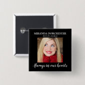 Stylish Black Photo Funeral Vierkante Button 5,1 Cm (Voorkant /achterkant)