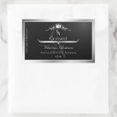 Stylish Black Product Label Silver Frame Monogram (Tas)