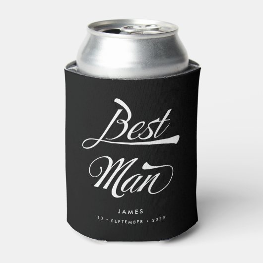 Stylish Black Retro Typography Best Man Groomsmen Blikjeskoeler (Blikje Voorkant)
