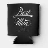 Stylish Black Retro Typography Best Man Groomsmen Blikjeskoeler (Voorkant)