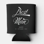 Stylish Black Retro Typography Best Man Groomsmen Blikjeskoeler (Achterkant)