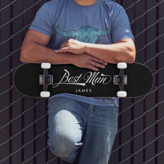 Stylish Black Retro Typography Best Man Groomsmen Skateboard (Buiten 3)