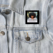 Stylish Black Square Photo Funeral Button (In situ)