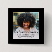 Stylish Black Square Photo Funeral Button (Voorkant)