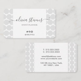 Stylish Black White Polka Dots Signature Visitekaartje