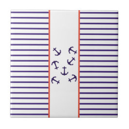 Stylish Blue Anchor Zee Ocean Theme Tegeltje