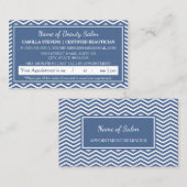 Stylish Blue Chevron Salon Appointinder Afsprakenkaartje (Voorkant / Achterkant)
