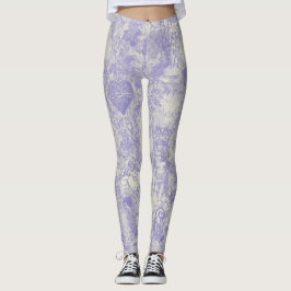 Stylish Blue Paris Toile Design Leggings