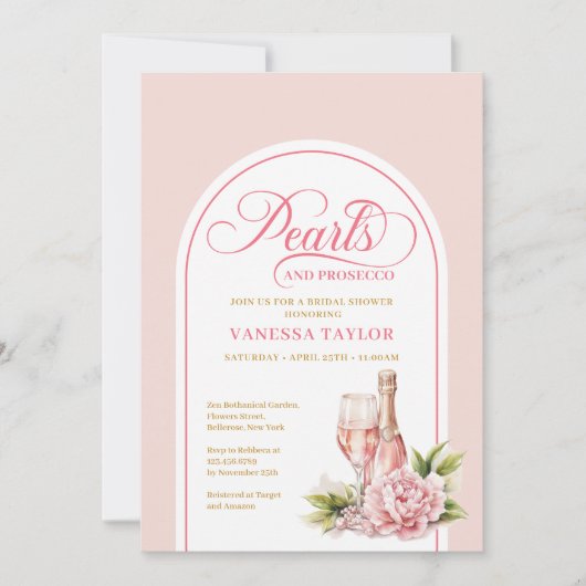 Stylish blush and gold bridal shower invitation (Devant)