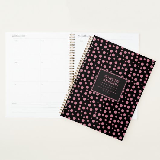 Stylish Blush Pink Black Polka Dot Pattern (Devant avec enveloppe)