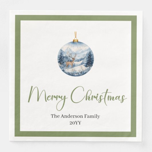 Stylish Bohemian Rustic Winter Scene Table Napkins Servet (Voorkant)