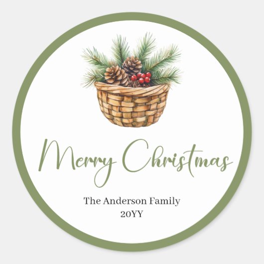 Stylish Bohemian Simple Christmas Envelope Sticker (Devant)