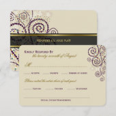 Stylish Boho Paarse Spirals Wedding RSVP Kaart (Voorkant / Achterkant)