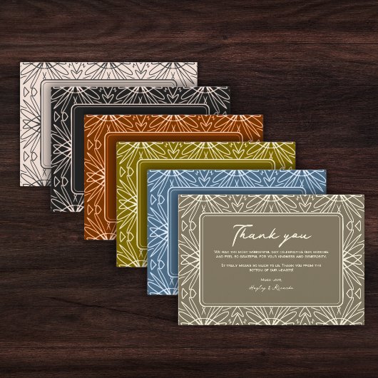 Stylish Boho Patterned Mariage Merci Cartes