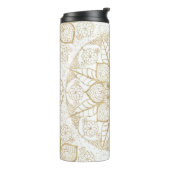 Stylish Boho White Gold Mandala Floral Thermosbeker (Gedraaid links)