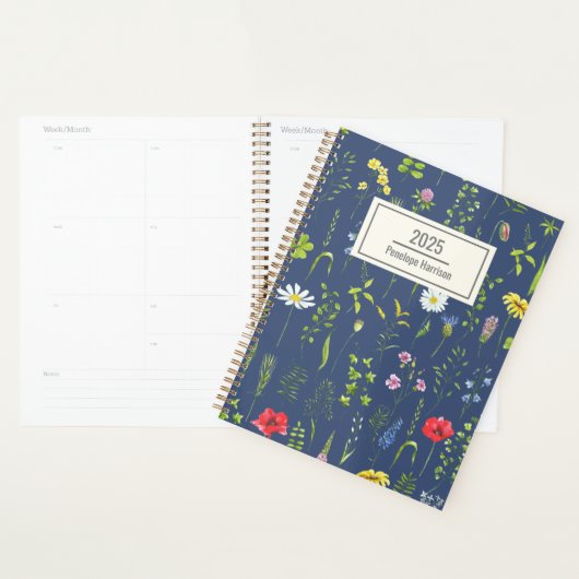 Stylish Boho Wildbloemen Floral Blue Specialized Planner (Display)