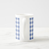 Stylish Bone China Mok, Dark Blue Check Gingham Porselein Kop (Achterkant)