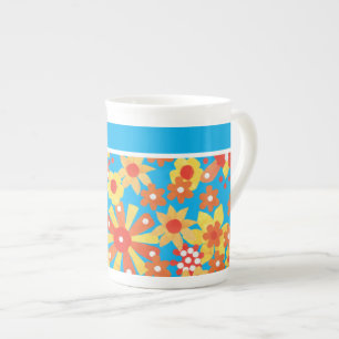 Stylish Bone China Mok, Ditzy Oranje Flowers Porselein Kop
