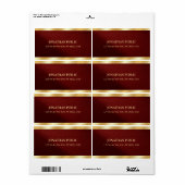 Stylish Bordeaux & Gold Text Template Shipping Etiket (Full Sheet)
