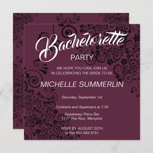 Stylish Border Bachelorette Party Invitation Kaart (Voorkant / Achterkant)