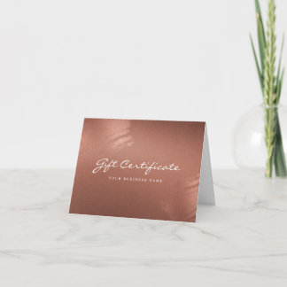 Stylish Bronze Business Gift Certificate Card Bedankkaart