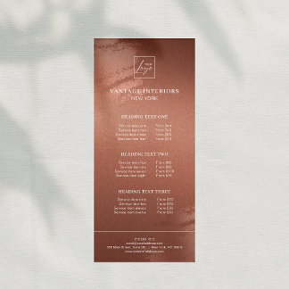 Stylish Bronze Business Logo Price List Reclamekaart